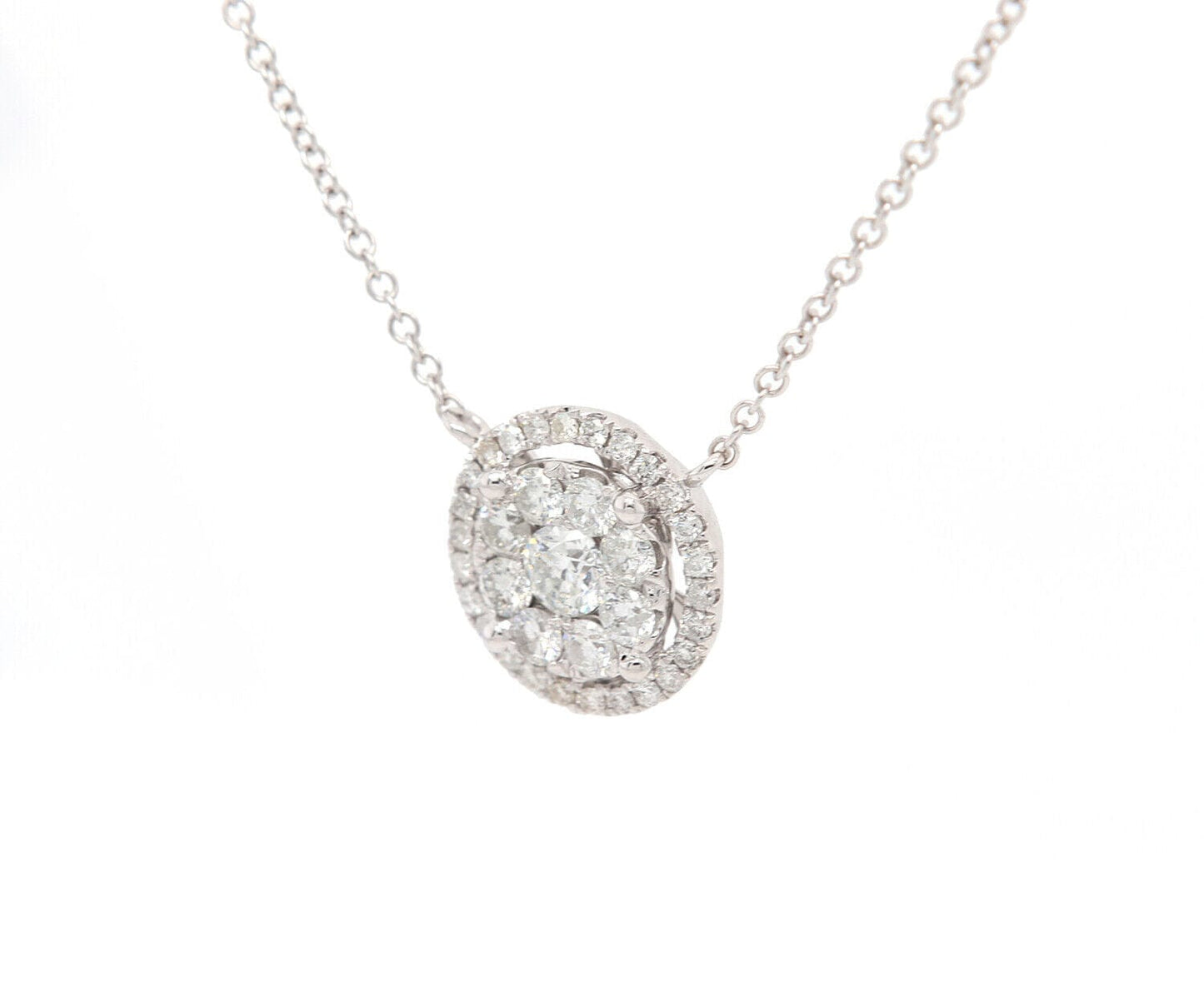 1.33ctw Round Diamond Cluster Pendant Necklace in 14K