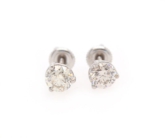 2.03ctw Round Diamond Solitaire Stud Earrings in 14K