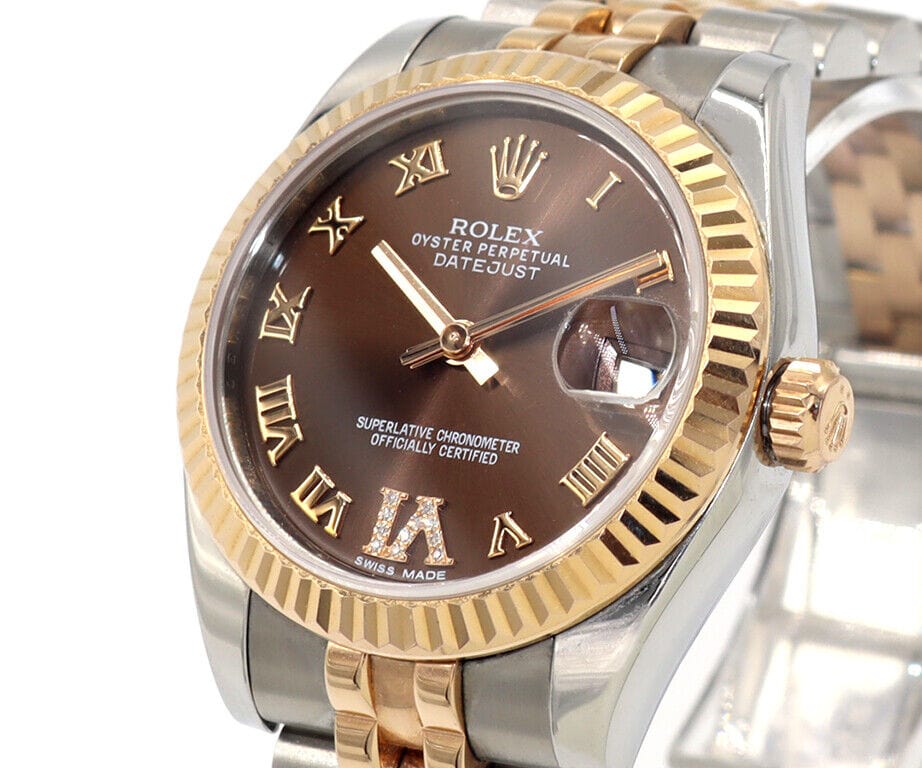 2014 Rolex Datejust 178271 31MM Chocolate Diamond Dial Ladies Watch