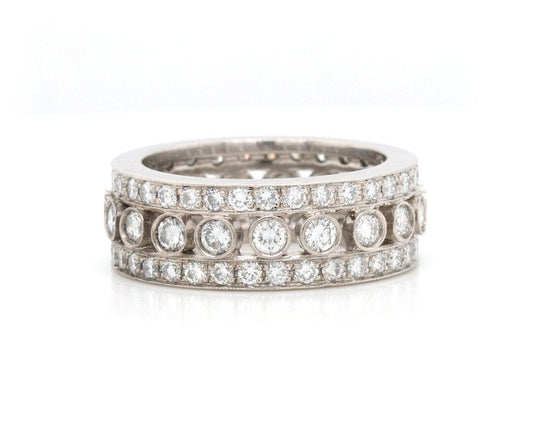 1.50ctw Diamond Bezel Triple Row Eternity Band Ring in Platinum