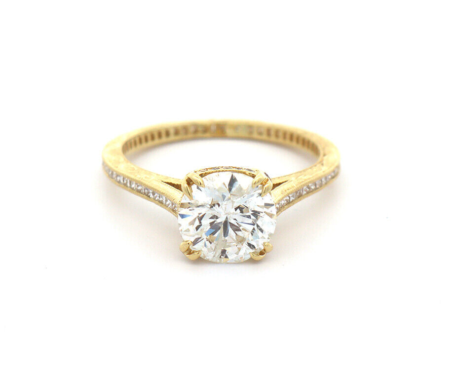 3.65ctw Round and Princess Diamond Straight Engagement Ring in 18K