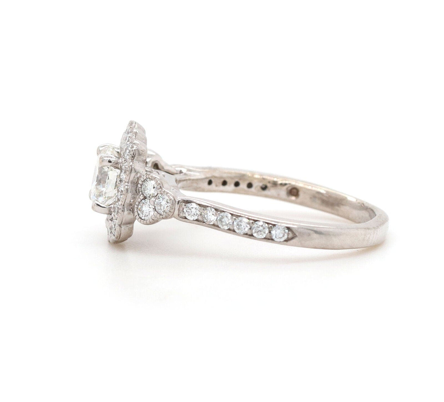 1.13ctw Round Diamond Halo Engagement Ring in 14K