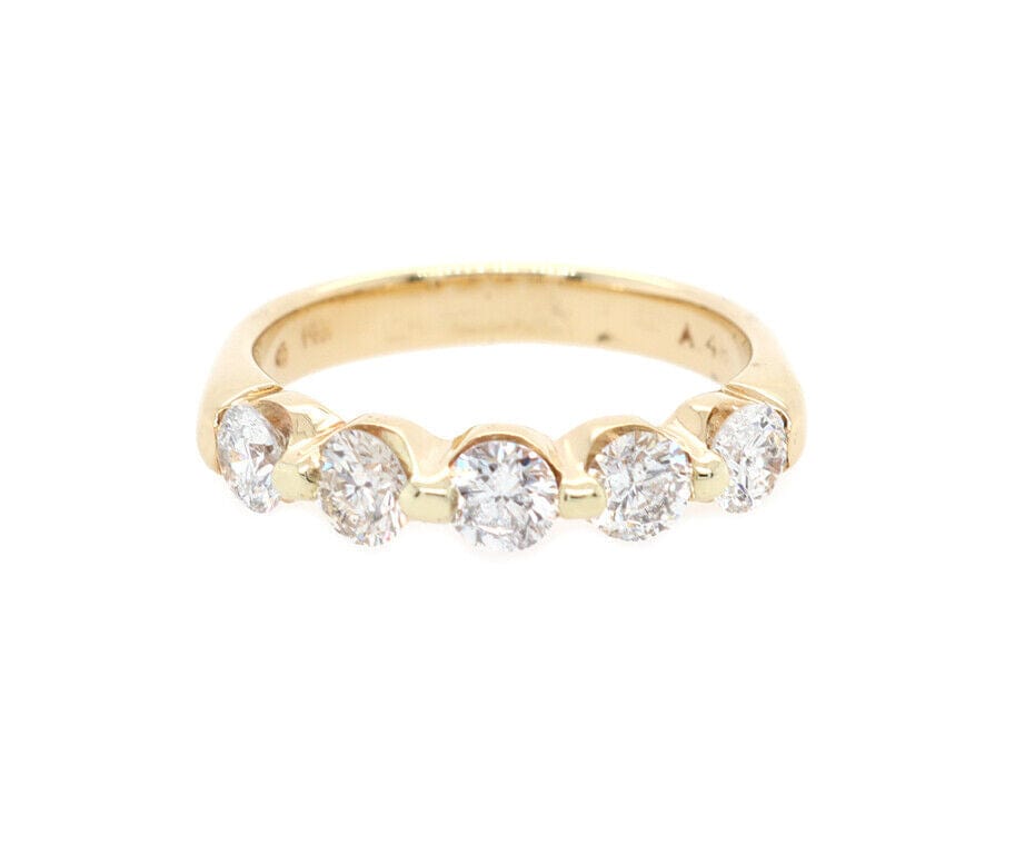 1.00ctw Round Diamond Five Stone Wedding Band Ring in 14K