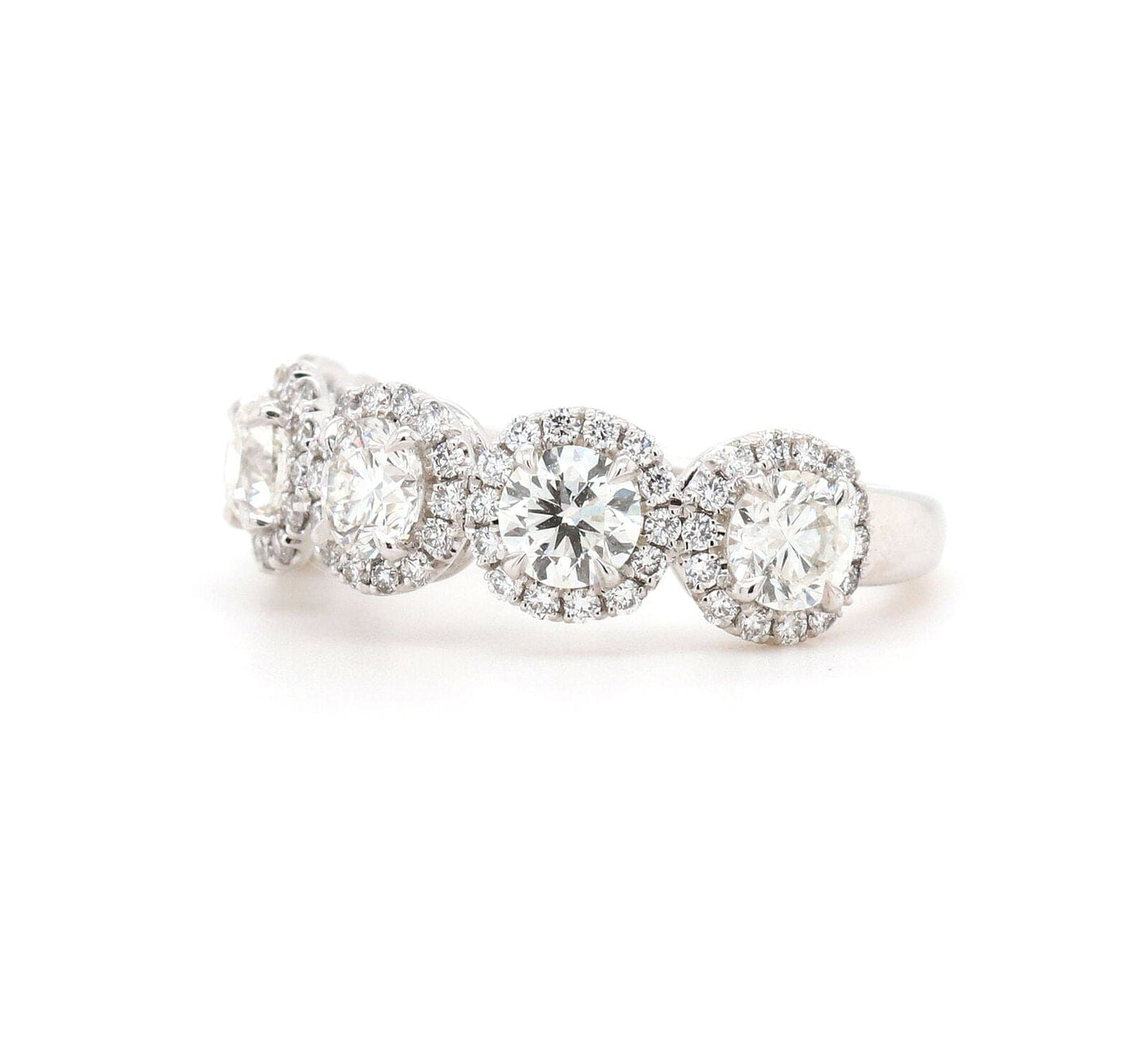 1.94ctw Round Diamond Five Stone Halo Band Ring in 18K