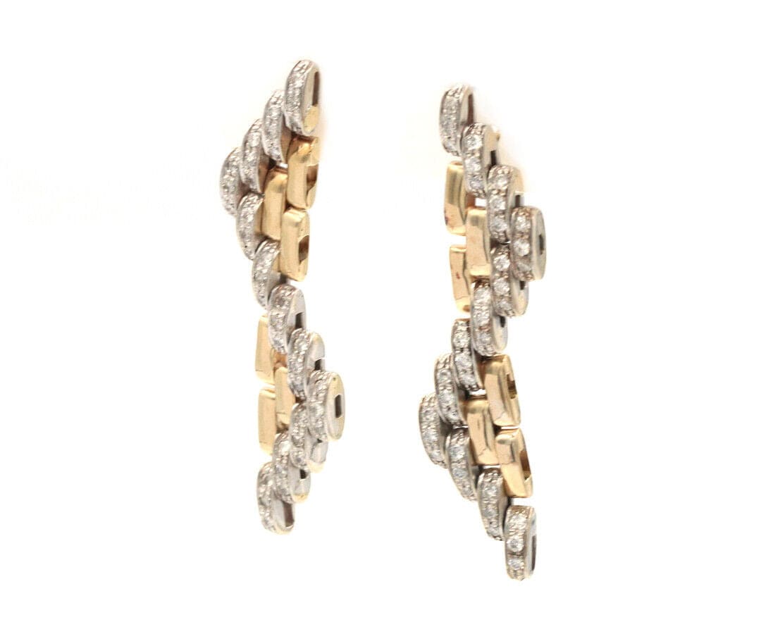 0.35ctw Diamond Panthere Style Two Tone Link Dangle Earrings in 14K