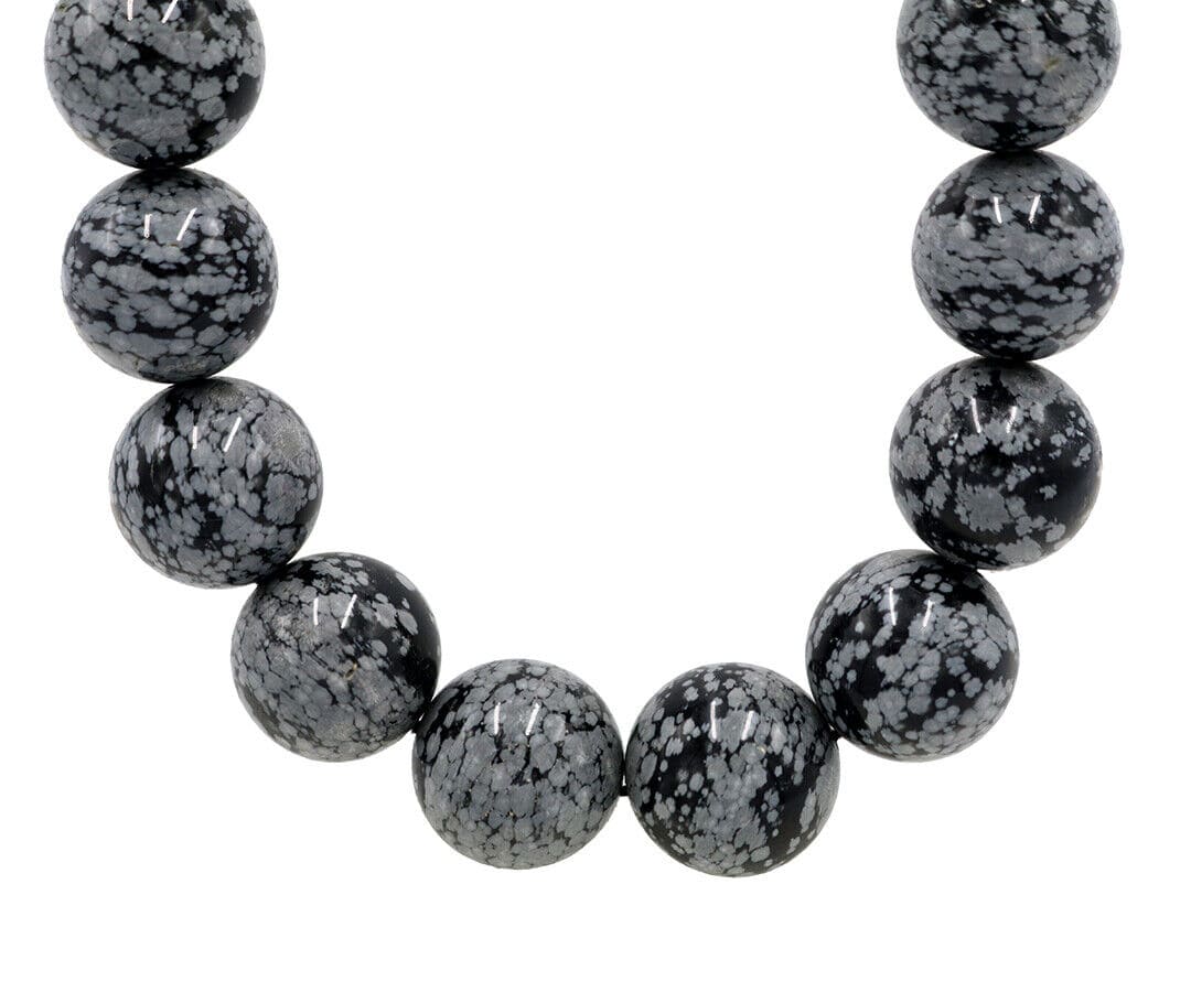 Tiffany & Co. Snowflake Obsidian Bead Strand Necklace in Sterling W/Pouch