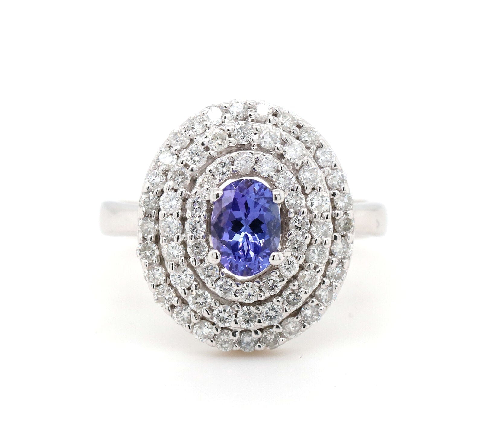 0.88ct Oval Tanzanite and 1.50ctw Diamond Triple Frame Ring in 14K