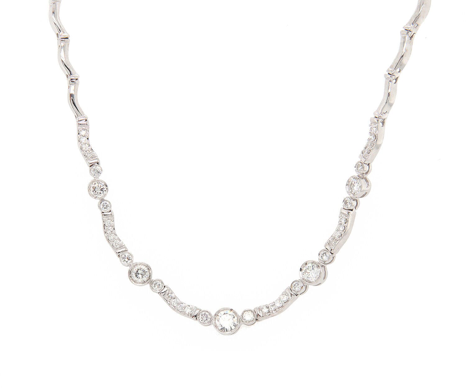 2.00ctw Diamond Bezel Set Graduated Station Necklace in 18K