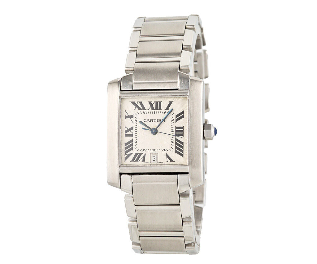 1999 CARTIER Tank Francaise 2302 28MM White Dial Watch