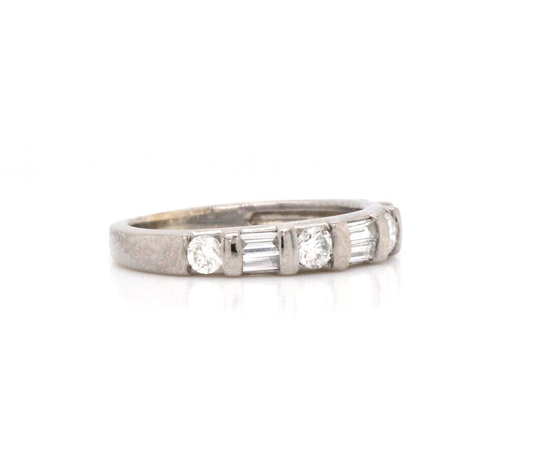 0.40ctw Round and Baguette Diamond Band Ring in 14K