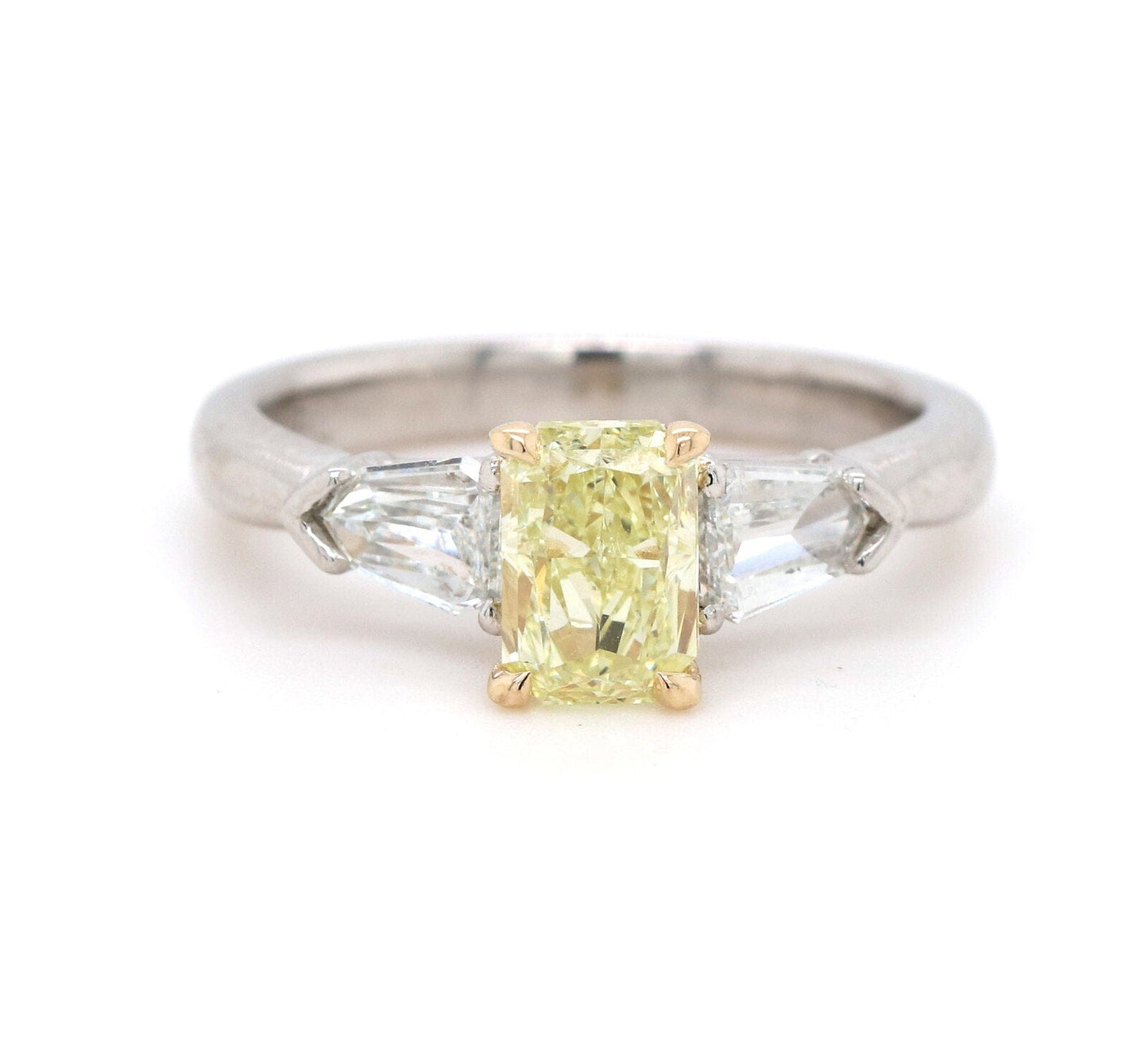 1.21ct Yellow Diamond & 0.48ctw White Diamond Engagement Ring in 18K & Platinum