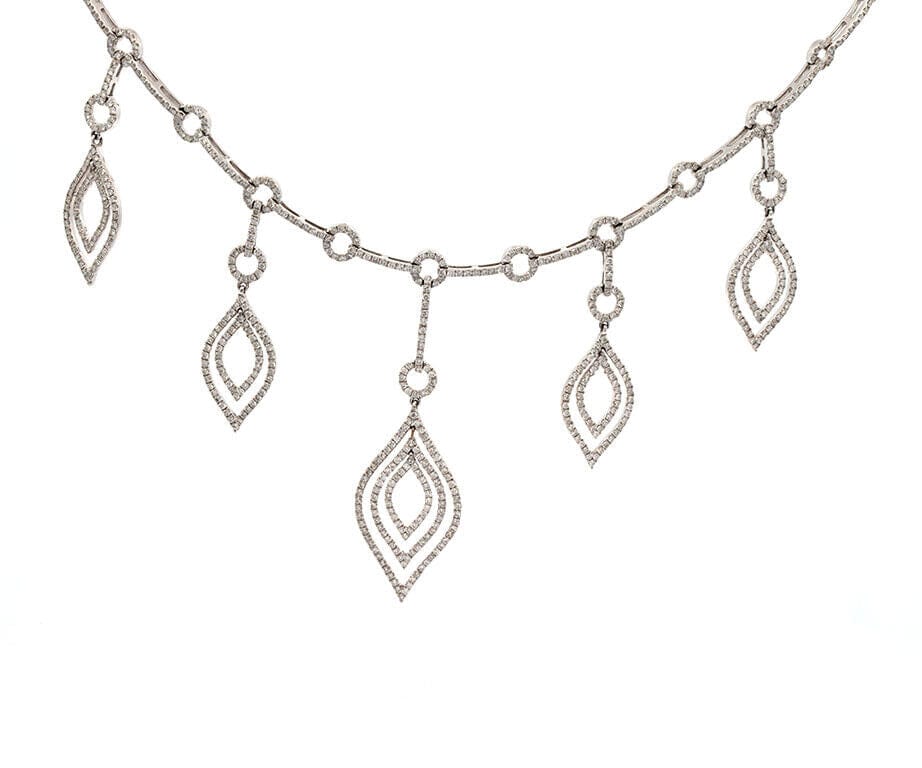 8.00ctw Diamond Leaf Dangle Station Necklace in 14K