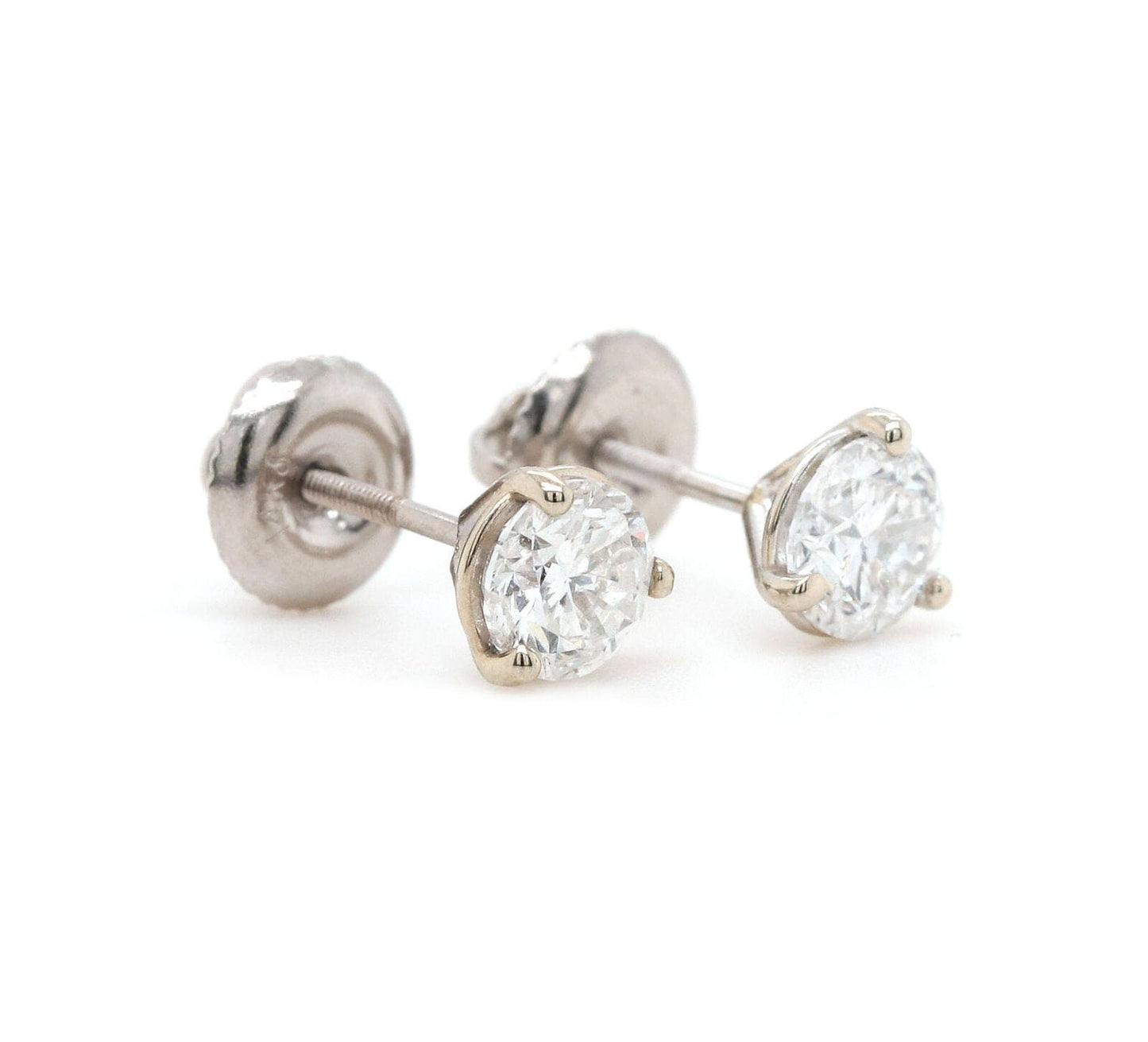 1.02ctw Round Diamond Solitaire Stud Earrings in 14K