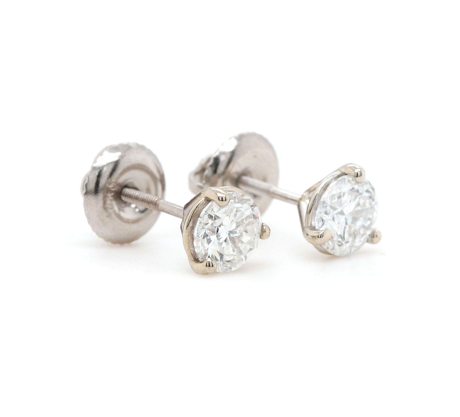 1.02ctw Round Diamond Solitaire Stud Earrings in 14K