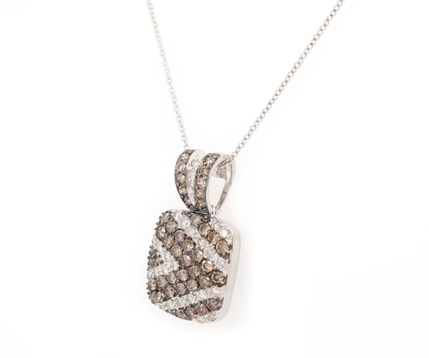 1.50ctw White and Brown Diamond Pendant Necklace in 14K