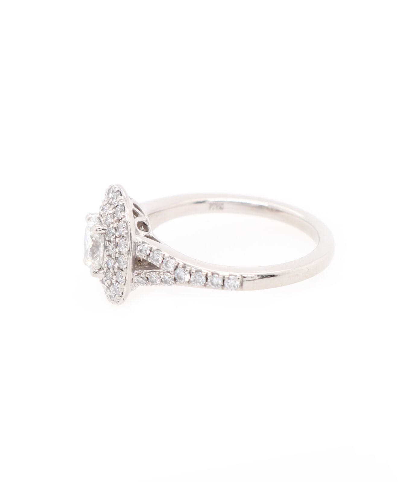 1.20ctw Oval and Round Diamond Double Frame Engagement Ring in Platinum