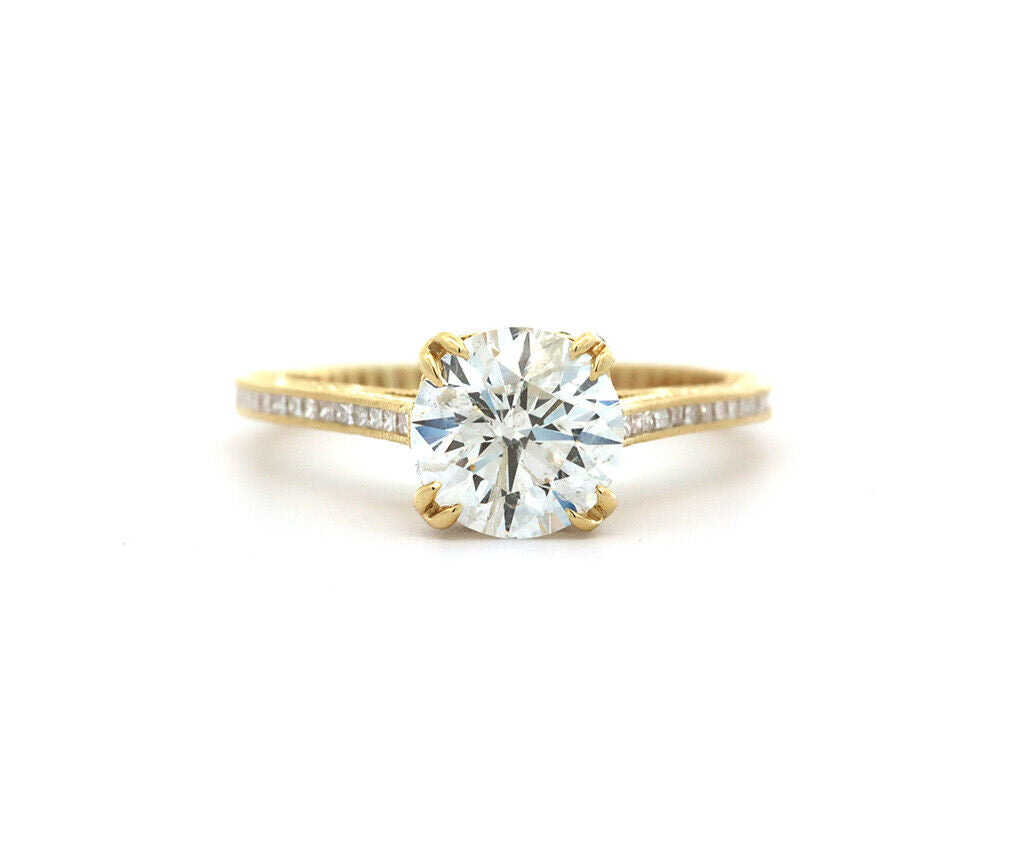 3.65ctw Round and Princess Diamond Straight Engagement Ring in 18K