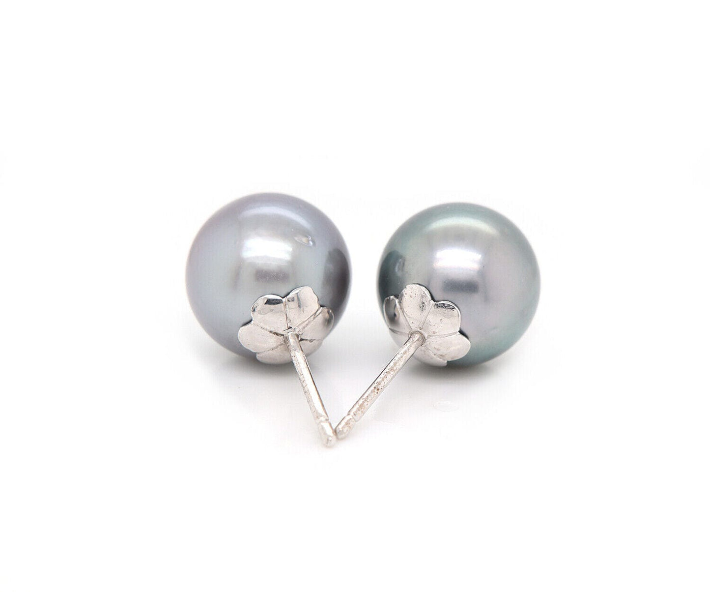 14.0 MM Black Tahitian Pearl Stud Earrings in 14K