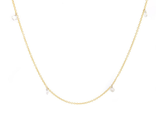 0.67ctw Round Diamond Drilled Floating Station Necklace in 14K