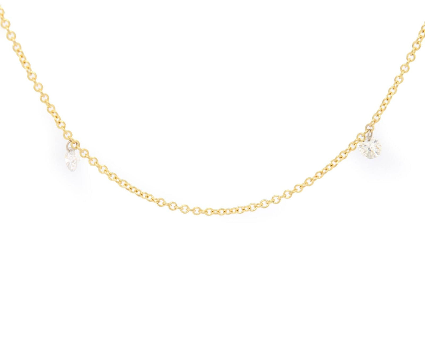 0.67ctw Round Diamond Drilled Floating Station Necklace in 14K