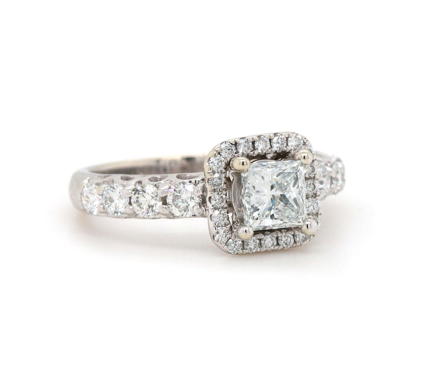 1.33ctw Princess and Round Diamond Frame Engagement Ring in 14K