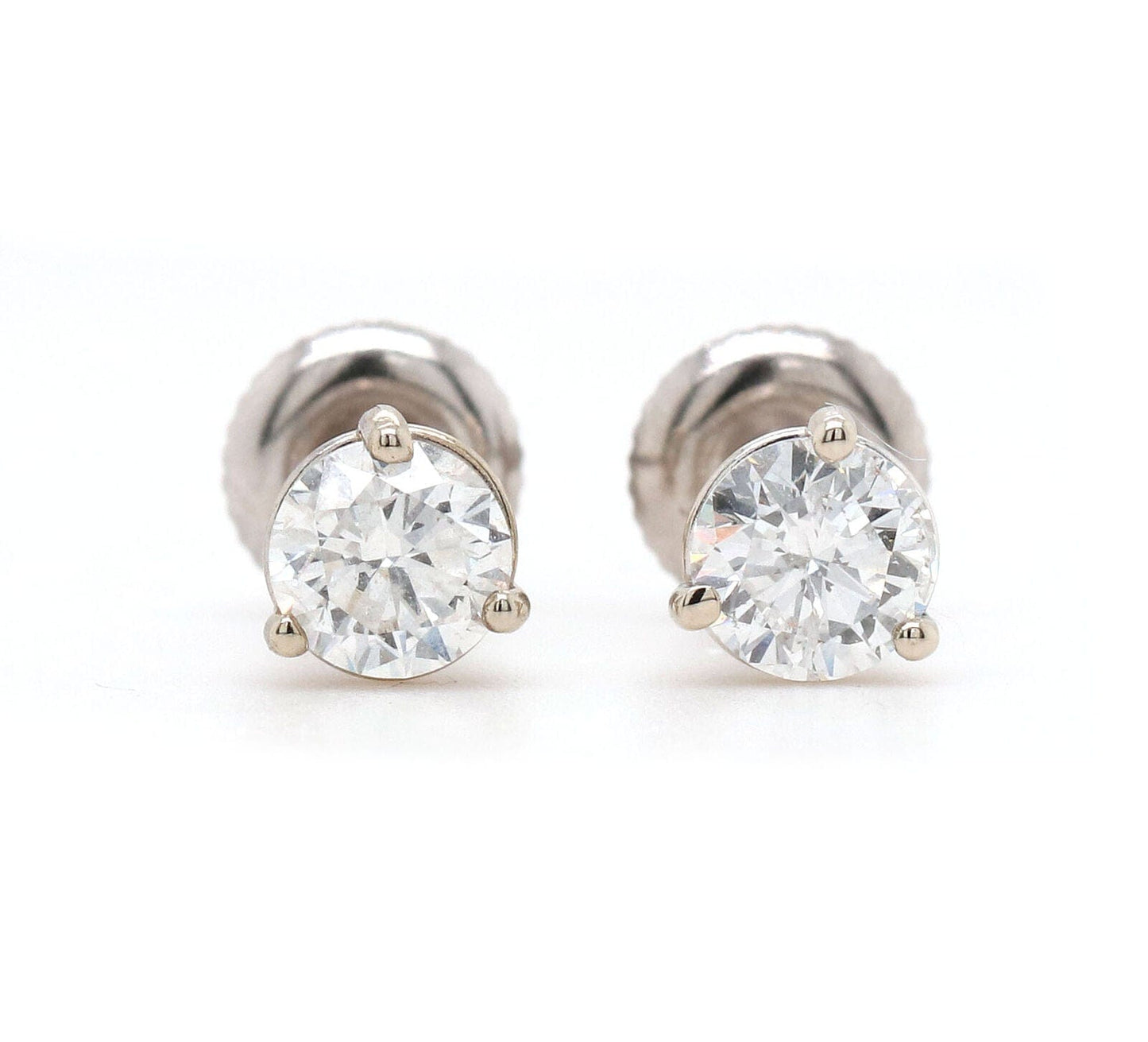 1.02ctw Round Diamond Solitaire Stud Earrings in 14K