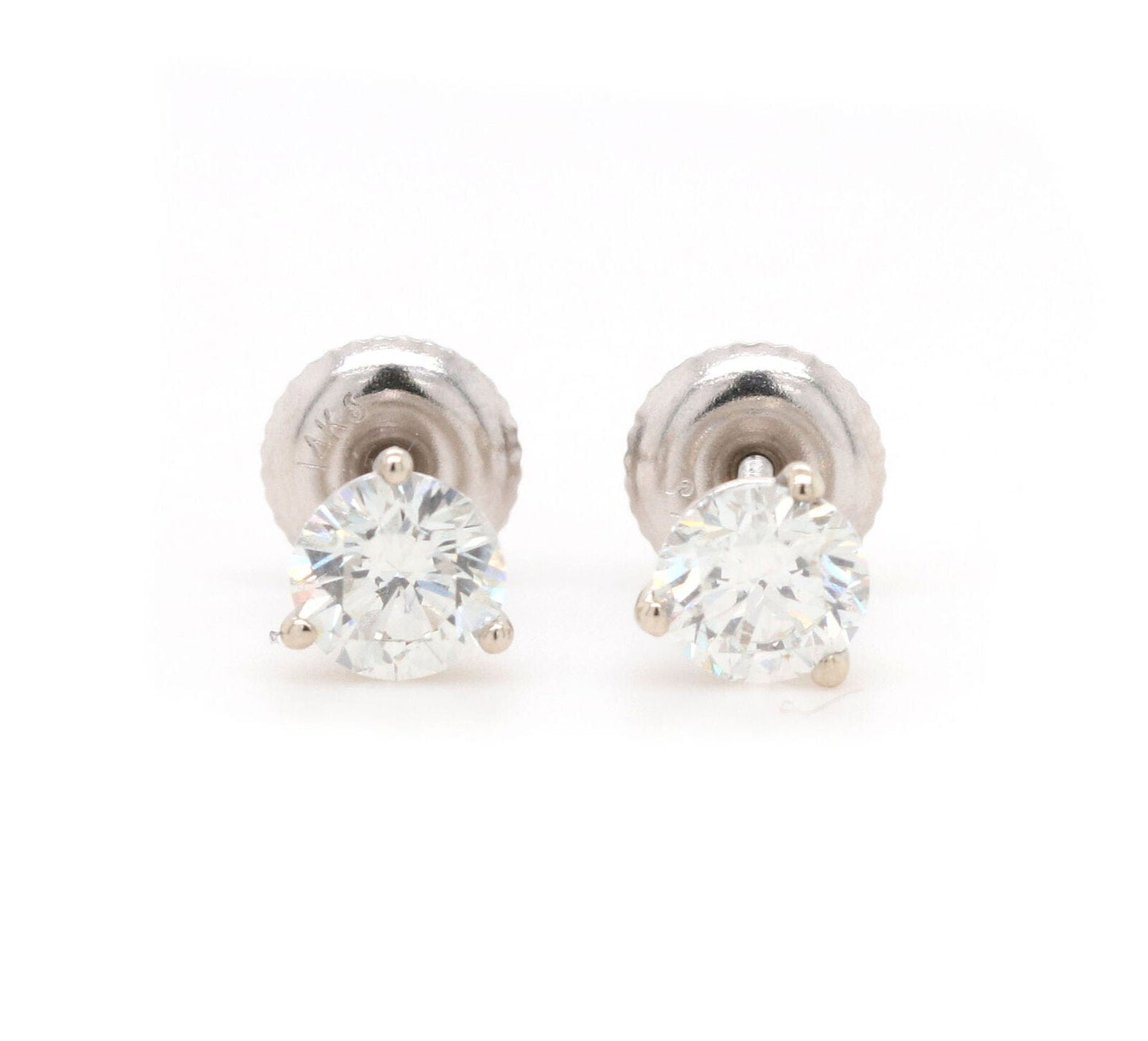 1.23ctw Round Diamond Solitaire Stud Earrings in 14K