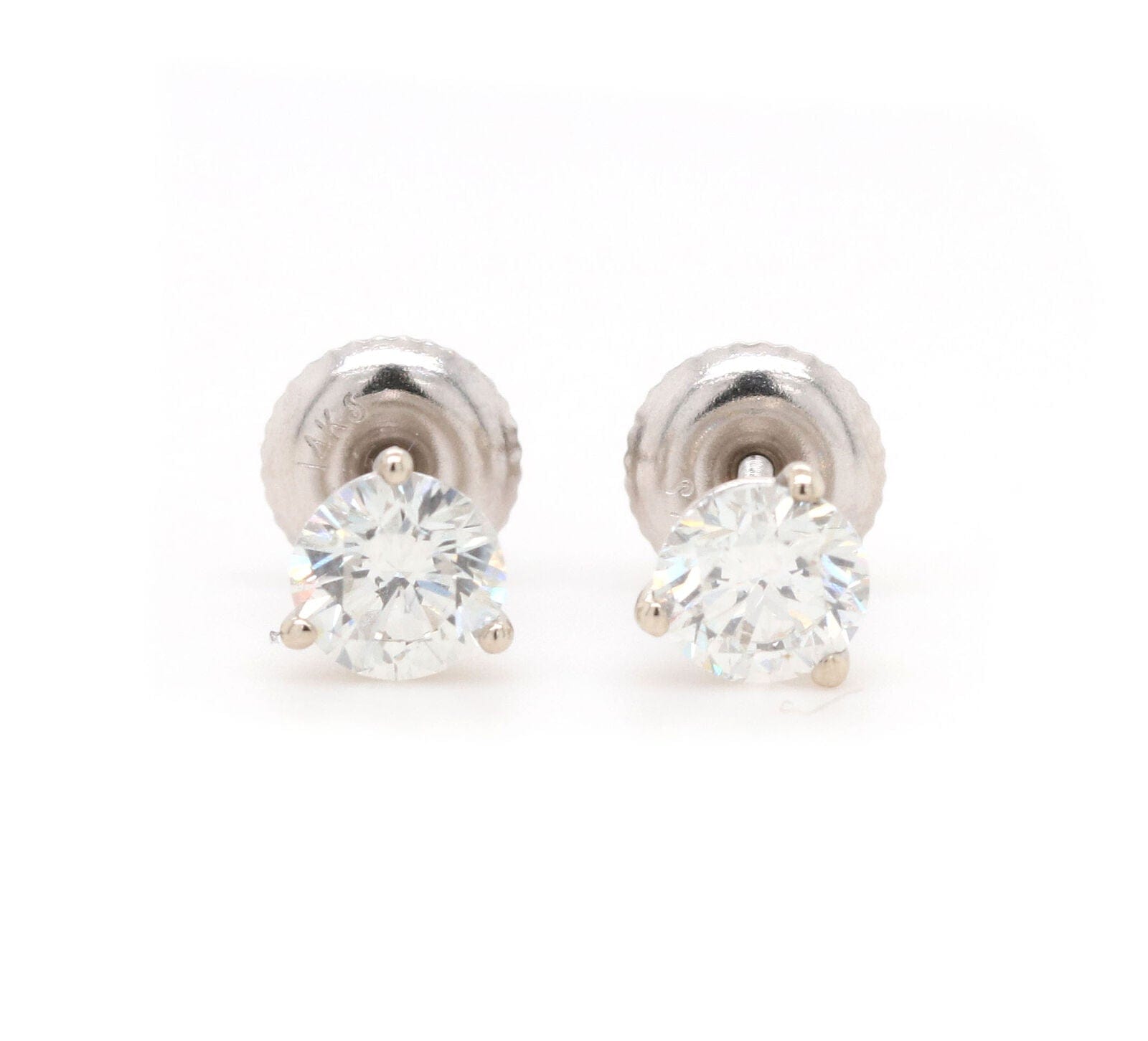 1.23ctw Round Diamond Solitaire Stud Earrings in 14K