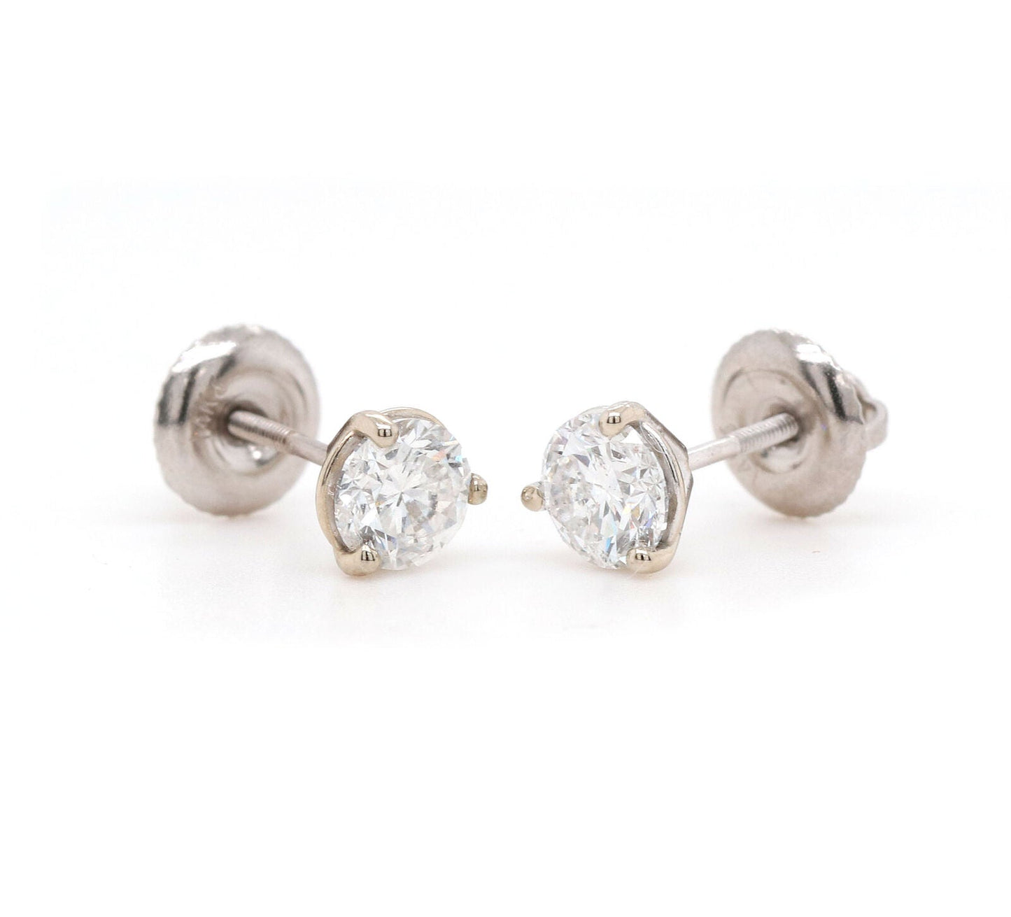 1.02ctw Round Diamond Solitaire Stud Earrings in 14K