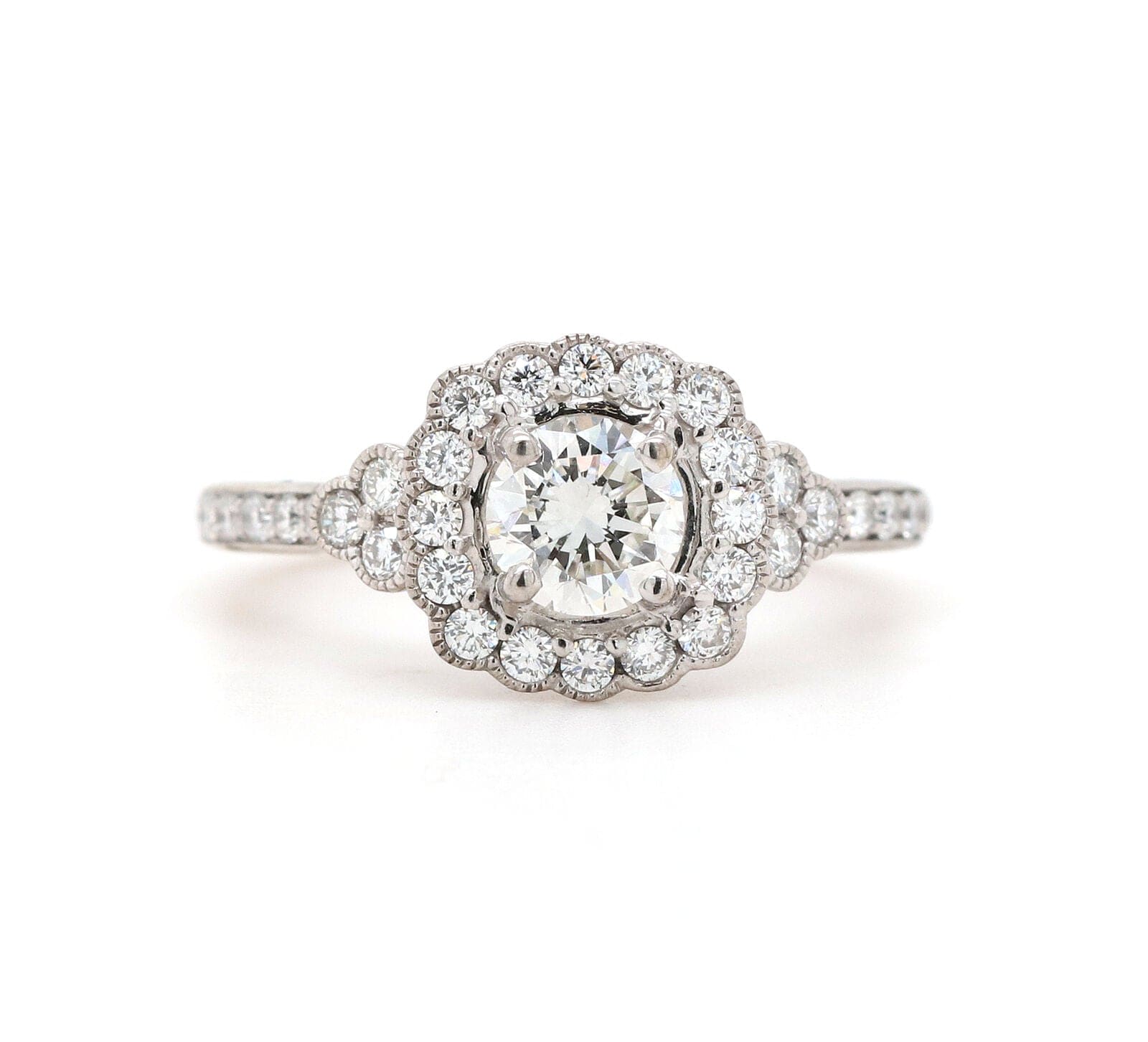 1.13ctw Round Diamond Halo Engagement Ring in 14K