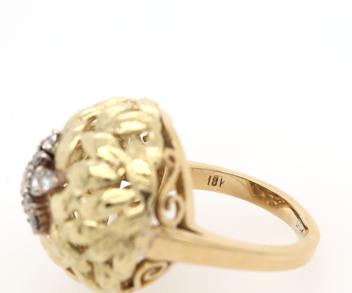 0.30ctw Diamond Leaf Dome Ring in 18K