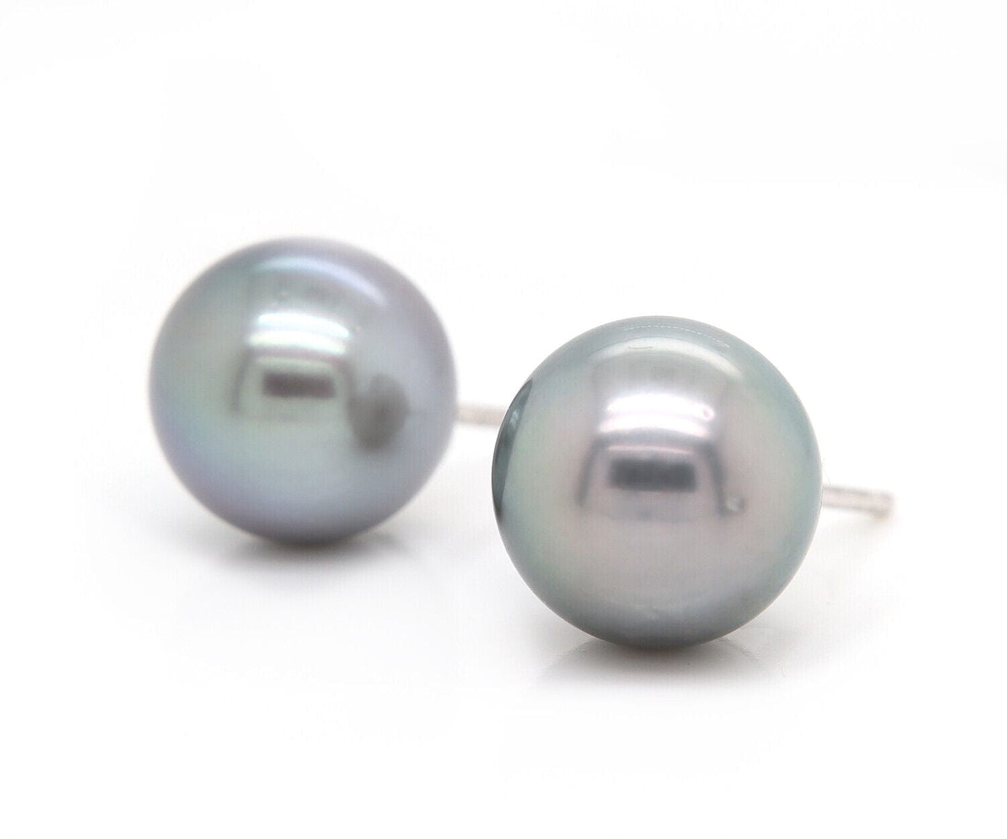 14.0 MM Black Tahitian Pearl Stud Earrings in 14K