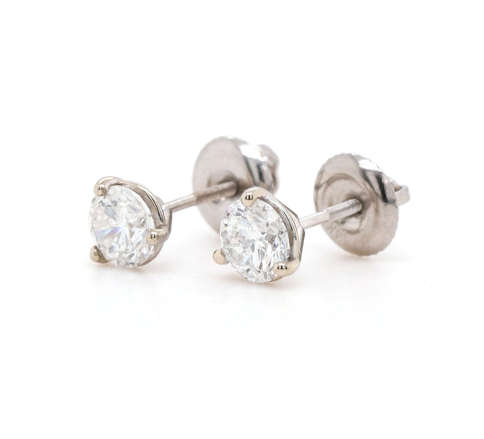 1.02ctw Round Diamond Solitaire Stud Earrings in 14K