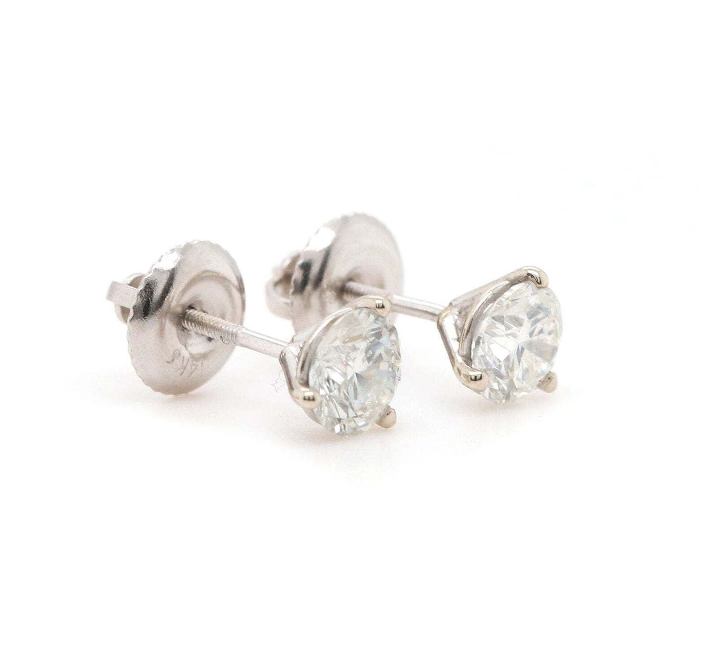 1.23ctw Round Diamond Solitaire Stud Earrings in 14K