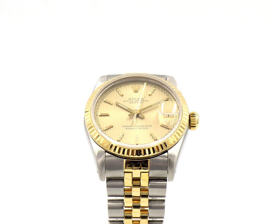 1984 Rolex Datejust 68273 31MM Champagne Stick Dial Ladies Watch