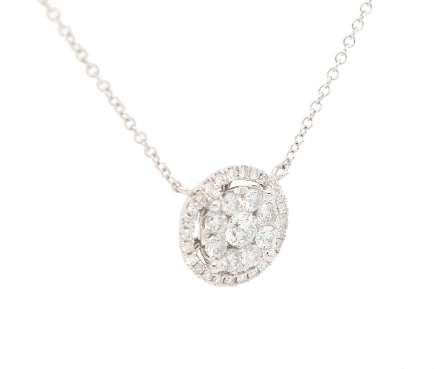 1.33ctw Round Diamond Cluster Pendant Necklace in 14K