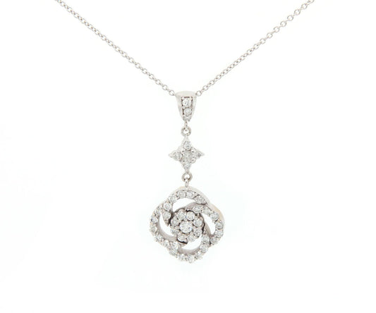 0.65ctw Diamond Flower Pendant Necklace in 18K