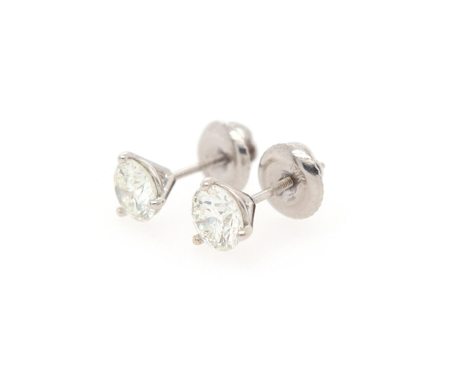 1.09ctw Round Diamond Solitaire Stud Earrings in 14K