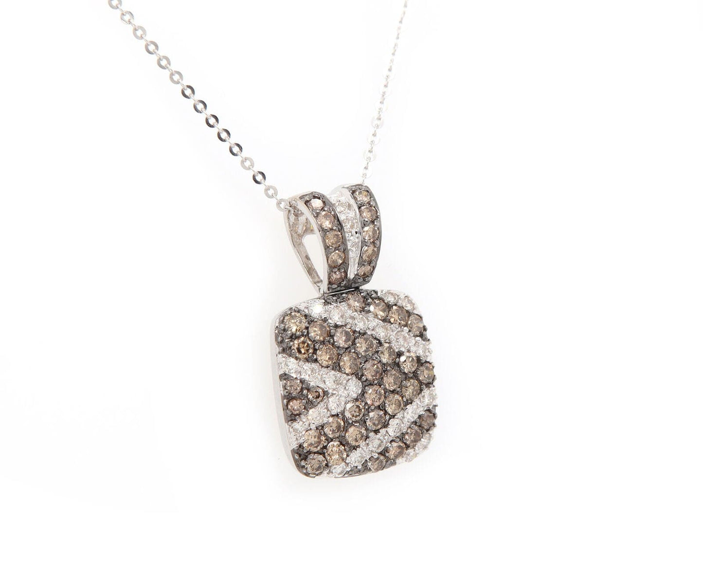 1.50ctw White and Brown Diamond Pendant Necklace in 14K