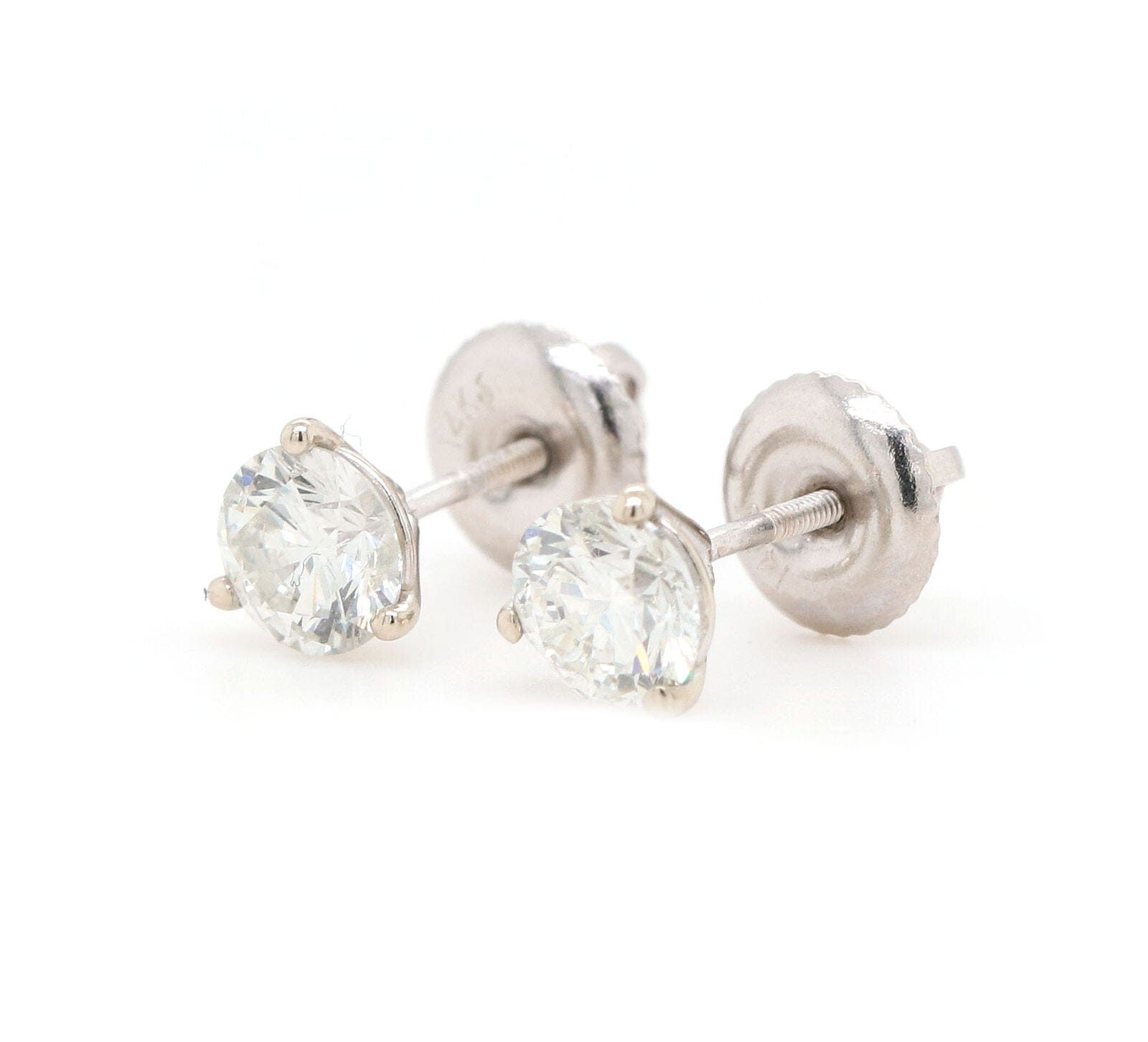 1.23ctw Round Diamond Solitaire Stud Earrings in 14K