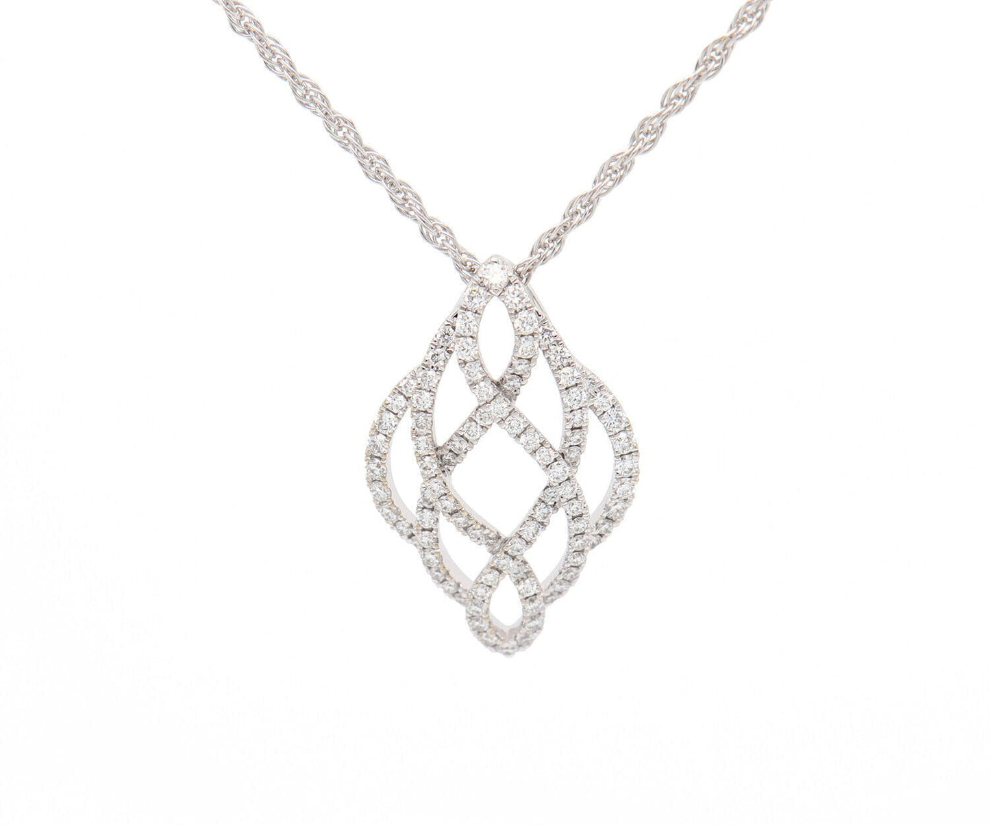 0.25ctw Pave Diamond Knot Pendant Necklace in 14K