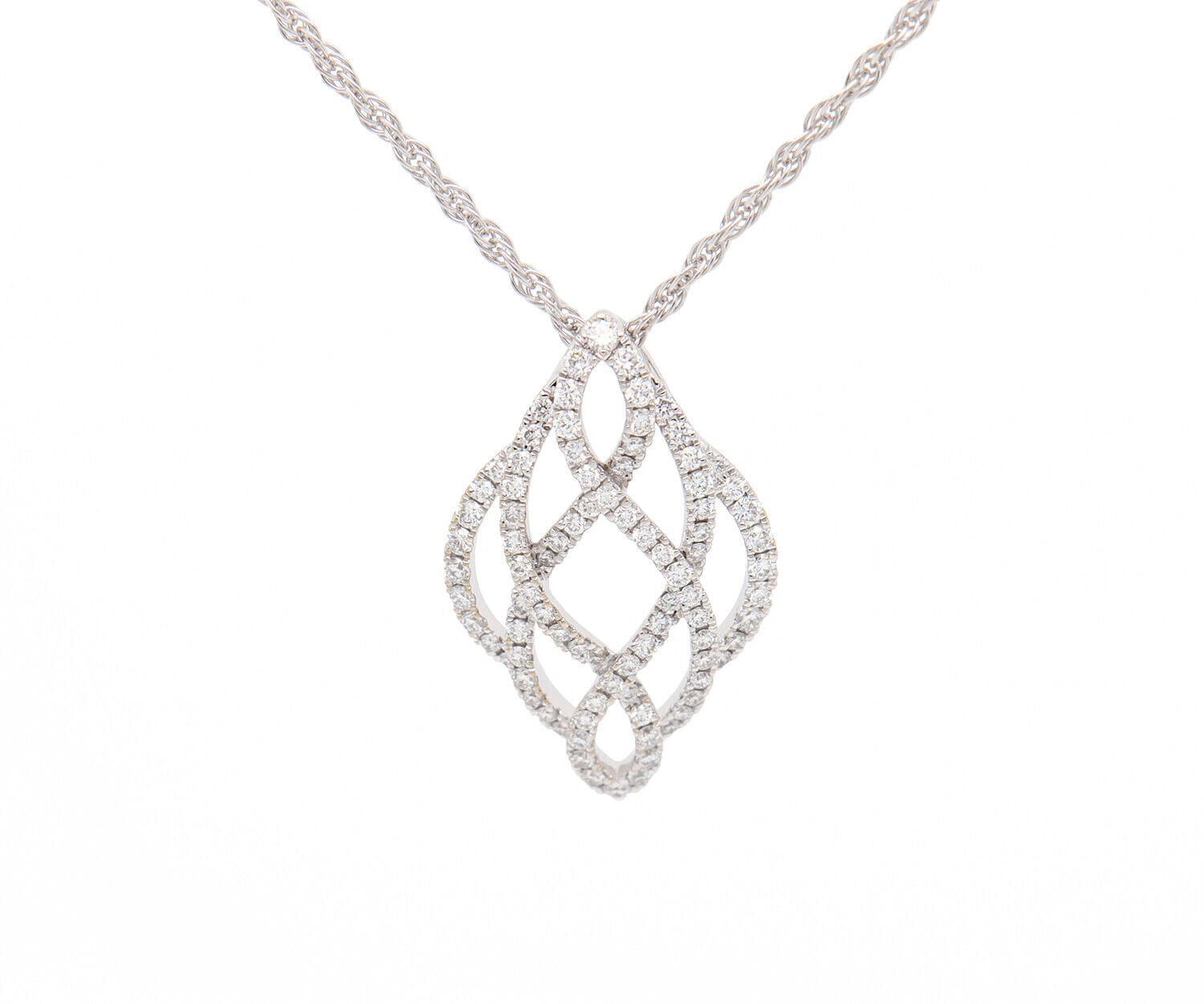 0.25ctw Pave Diamond Knot Pendant Necklace in 14K