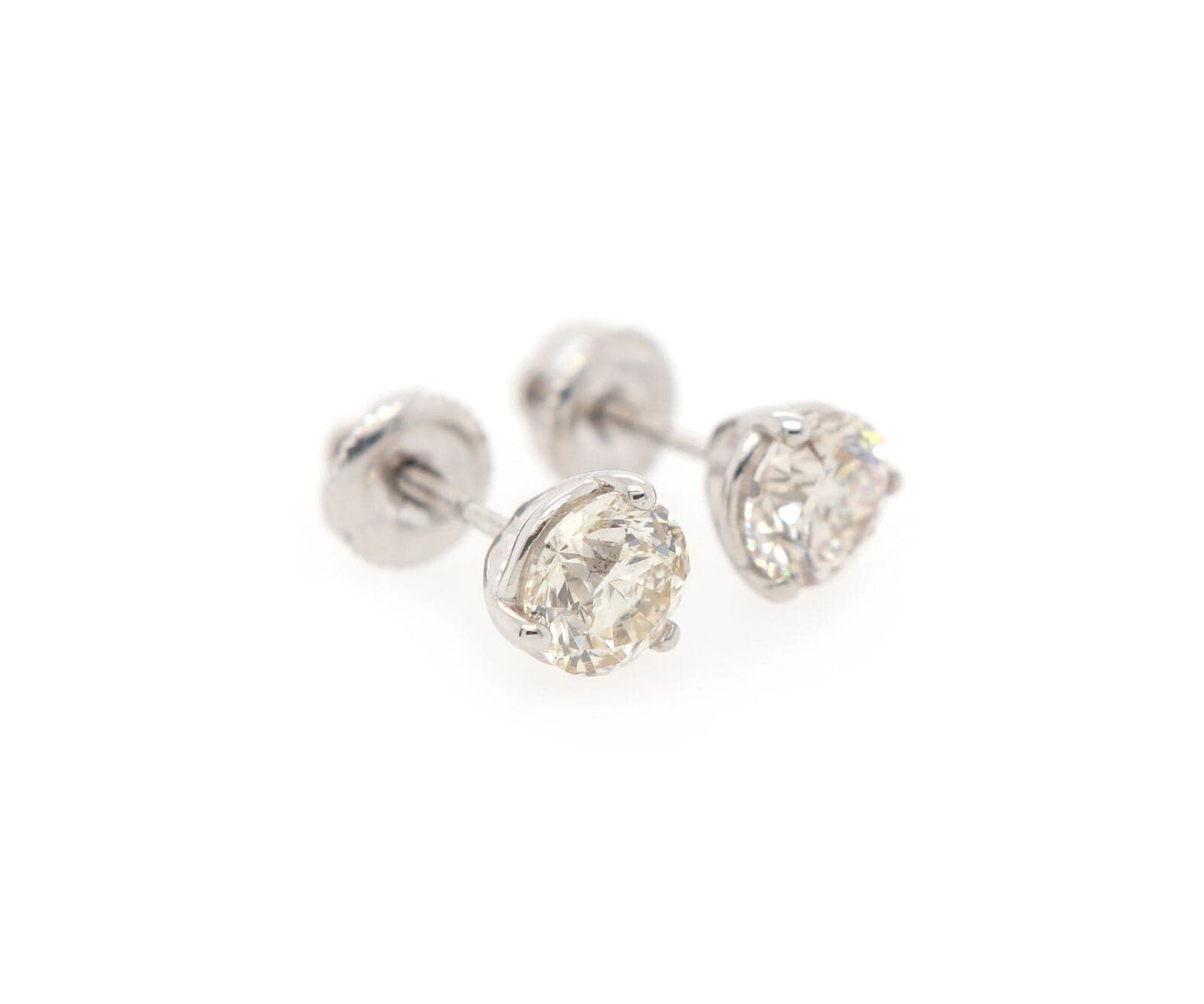 2.03ctw Round Diamond Solitaire Stud Earrings in 14K