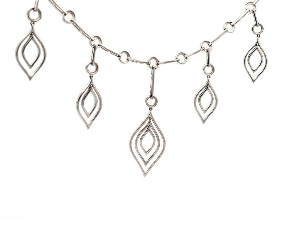 8.00ctw Diamond Leaf Dangle Station Necklace in 14K