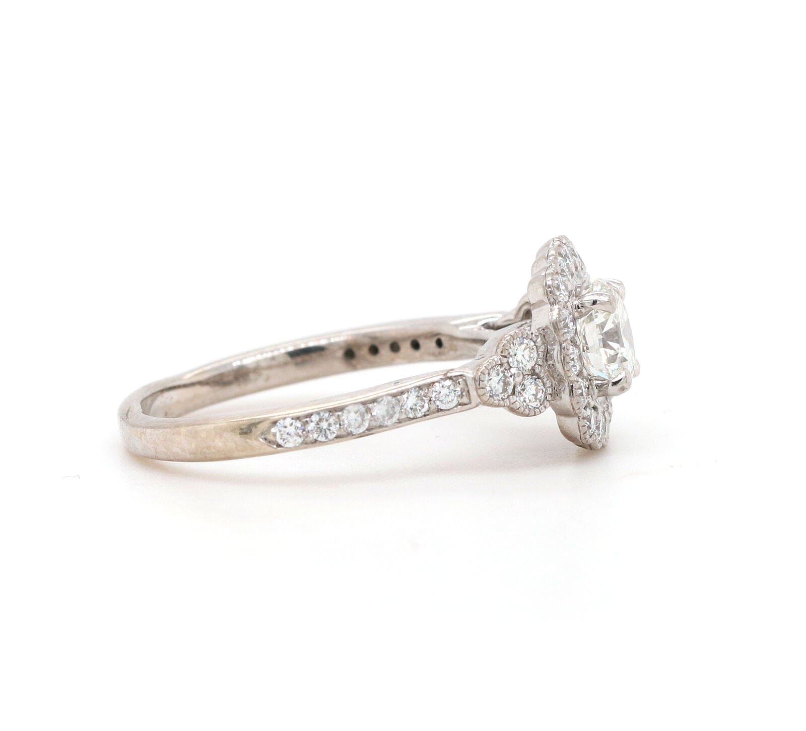 1.13ctw Round Diamond Halo Engagement Ring in 14K