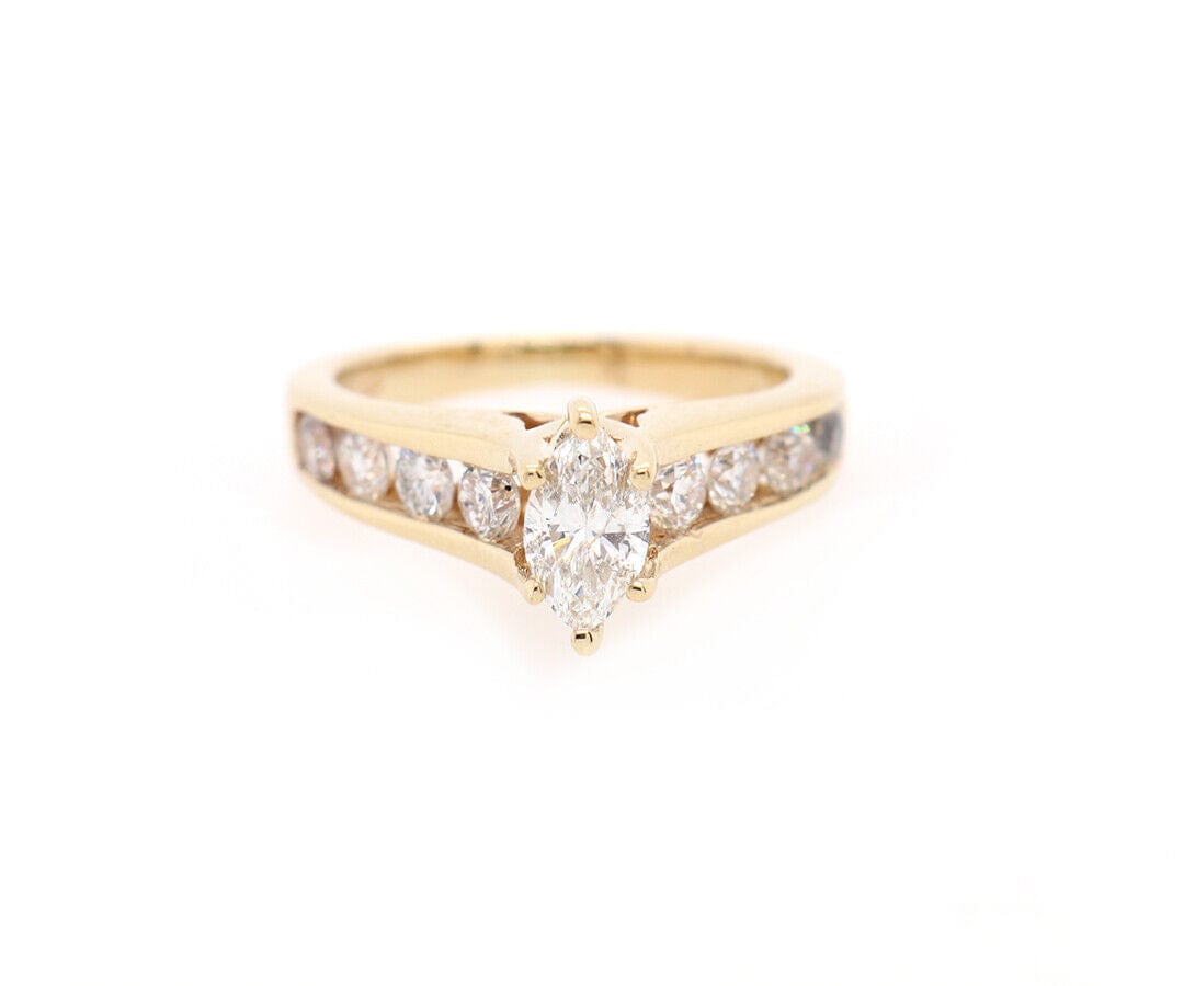 1.09ctw Marquise and Round Diamond Straight Engagement Ring in 14K