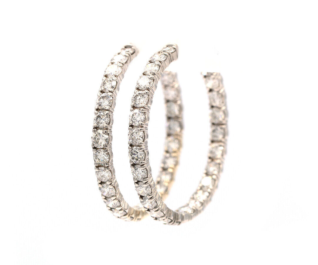 10.0ctw Round Diamond Inside Out Hoop Earrings in 14K