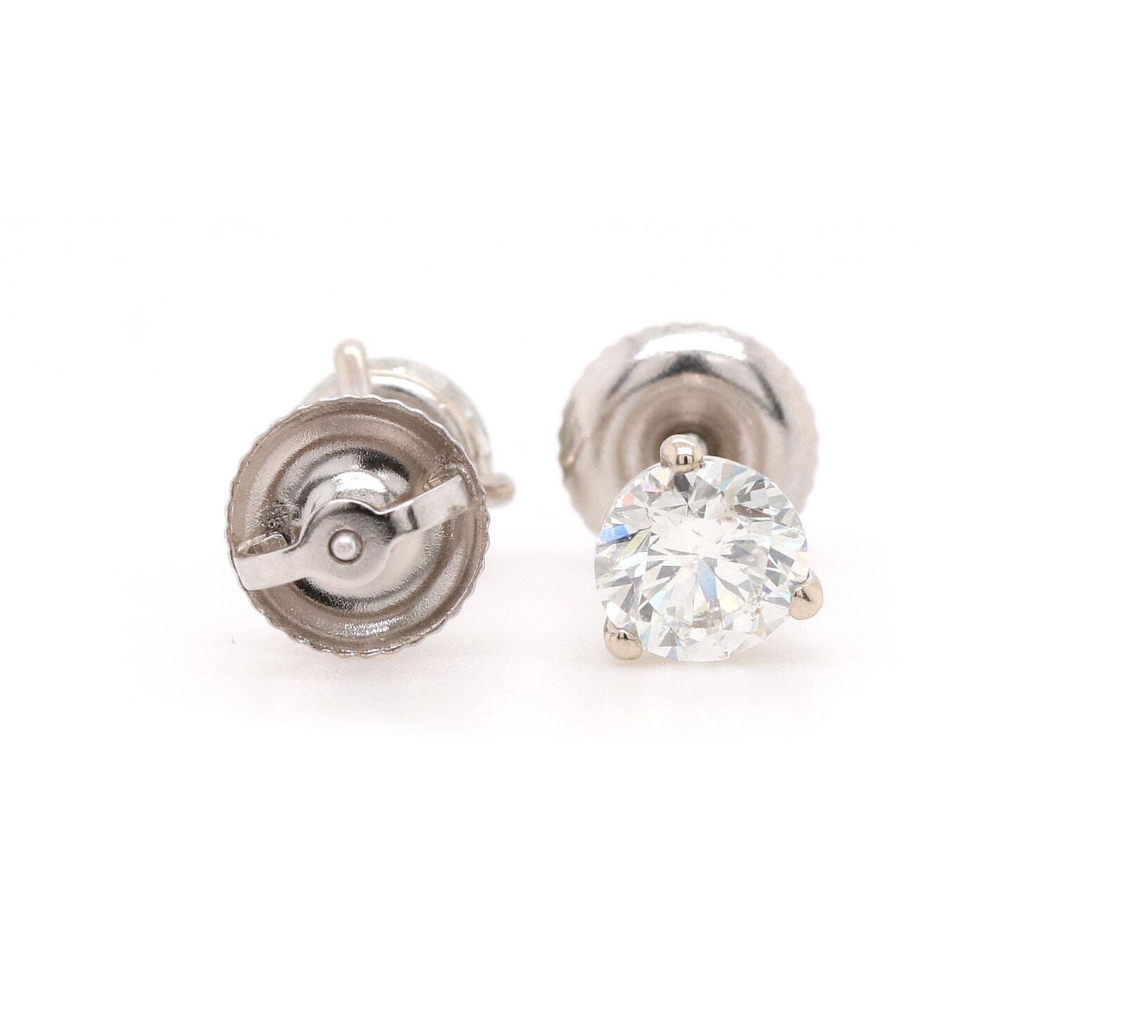 1.23ctw Round Diamond Solitaire Stud Earrings in 14K