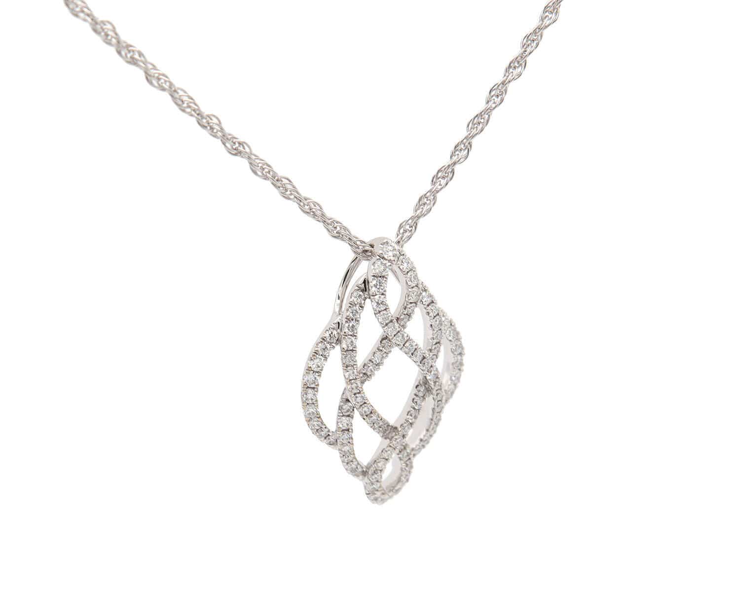 0.25ctw Pave Diamond Knot Pendant Necklace in 14K