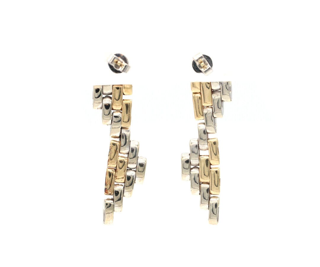 0.35ctw Diamond Panthere Style Two Tone Link Dangle Earrings in 14K